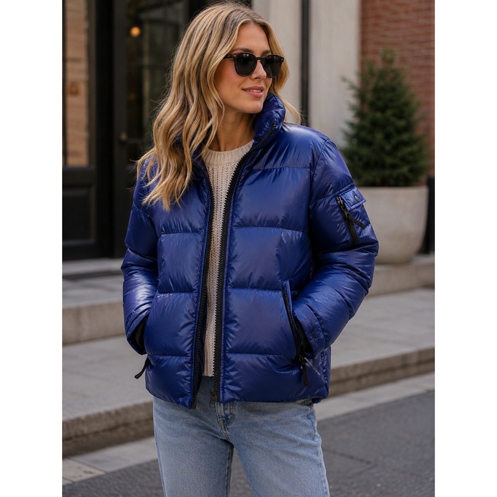 SAM New York Jacket Women XL Blue Freestyle Puffer Streetwear Gorpcore Glossy